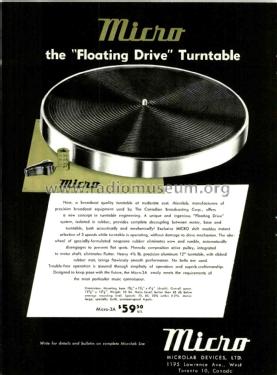 Micro 3-A 'Floating Drive' Turntable ; Microlab Devices, (ID = 2709665) Sonido-V