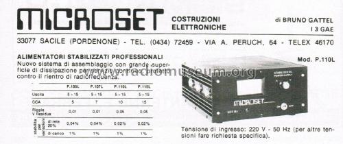 Alimentatori Stabilizzati Professionali P.105L - P.107L - P.110L - P.115L; Microset; SacilePN (ID = 2745083) Power-S