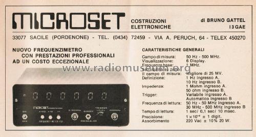 Frequency Meter FQ/1; Microset; SacilePN (ID = 2853683) Equipment