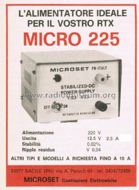 Stabilized-DC Power-Supply Micro 225; Microset; SacilePN (ID = 2780670) Power-S