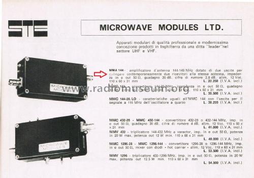 VHF Receive Amplifier MMA 144; Microwave Modules (ID = 2757540) RF-Ampl.