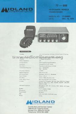 40 Channel Mobile Transceiver 77-888; Midland (ID = 1628569) Cittadina