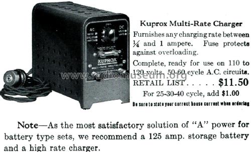 Kuprox Multi-Rate Rectifier/Charger ; Kodel Radio Corp. (ID = 1663412) Power-S