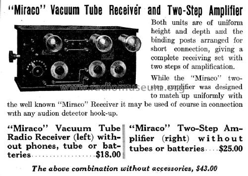 Miraco Vacuum Tube Receiver and 2-step amplifier; Midwest Radio Co., (ID = 987201) Radio