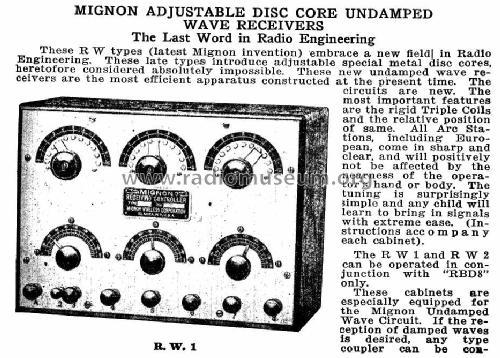 RW1 No core Equipment; Mignon Wireless Corp (ID = 977453) mod-pre26