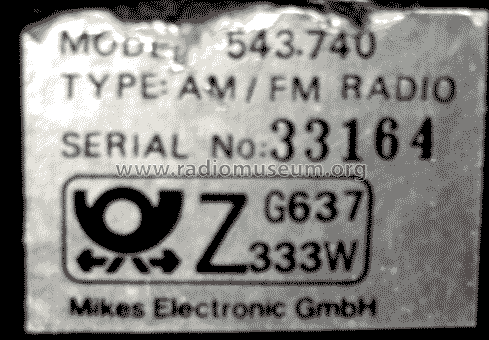 On The Air 543.740, TR6014 ; ICS/SEC Selectronic (ID = 672688) Radio