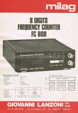 8 Digits Frequency Counter FC 608 n&s; MILAG Elettronica (ID = 2848247) Equipment