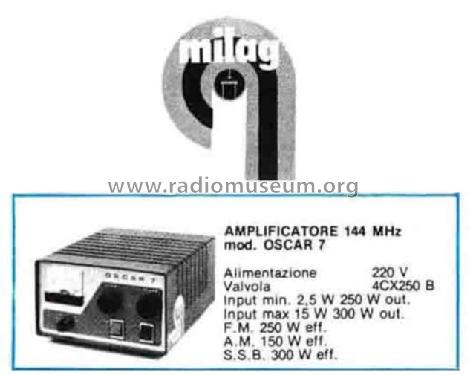 Amplificatore RF 2 Metri Oscar 7; MILAG Elettronica (ID = 3041269) Amateur-D