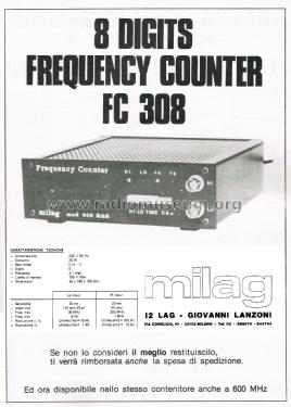 Frequency Counter FC 308; MILAG Elettronica (ID = 2802660) Equipment