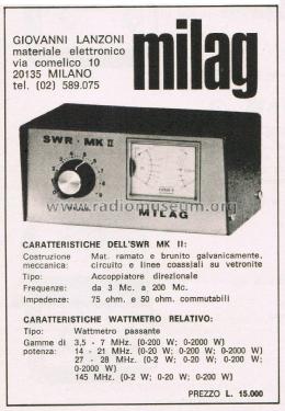 Rosmetro - Wattmetro SWR MK II; MILAG Elettronica (ID = 2799891) Equipment