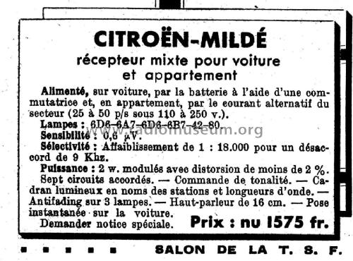 Citroën-Mildé Auto Home 204; Mildé-Radio, Ch. (ID = 2520082) Autoradio