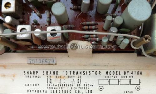 3 Band 10 Transistor BY-410A; Sharp; Osaka (ID = 1507407) Radio