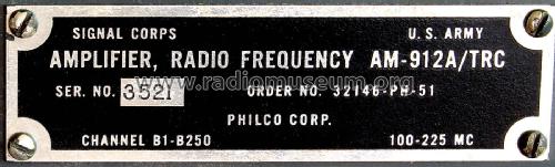 Radio Frequency Amplifier AM-912A/TRC; MILITARY U.S. (ID = 2253766) RF-Ampl.