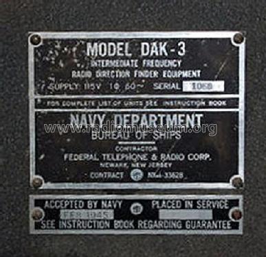 Radio Direction Finder DAK-3 ; MILITARY U.S. (ID = 2135414) Mil Re