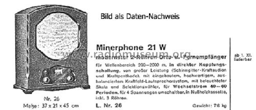 Minerphone 21W; Minerva-Radio (ID = 49084) Radio