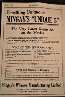 Unique Five ; Mingay's Wireless (ID = 2073342) Radio