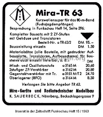 Amateur Fuchsjagd Empfänger TR63; MIRA Electronic, N (ID = 811616) Kit