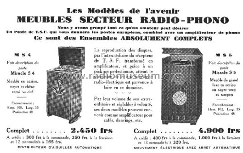 Meuble Radio-Phono MS4; Miracle, Radio-Lyon, (ID = 2130275) Radio