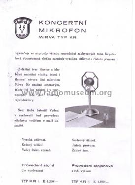 Koncertní Mikrofon KR; Mirva Radio Prague (ID = 2568667) Microphone/PU