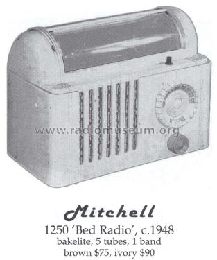 1250 'Lullaby' Bed Lamp Radio ; Mitchell Mfg. Co., (ID = 1447078) Radio