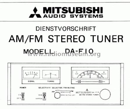 AM/FM Stereo Tuner DA-F10; Mitsubishi Electric (ID = 1137335) Radio