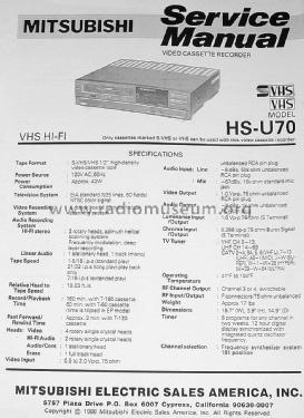 HiFi Video Cassette Recorder HS-U70; Mitsubishi Electric (ID = 1530866) R-Player