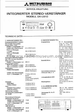 Stereo Integrated Amplifier DA-U310; Mitsubishi Electric (ID = 1645058) Verst/Mix