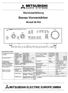 Stereo Preamplifier M-P04; Mitsubishi Electric (ID = 1780463) Verst/Mix