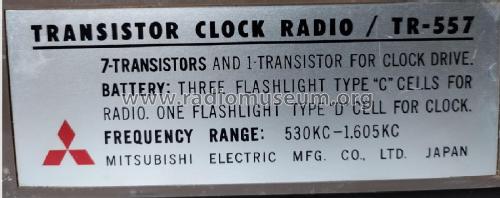 Transistor Clock Radio TR-557; Mitsubishi Electric (ID = 2990813) Radio