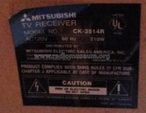 TV Receiver CK-3514R; Mitsubishi Electric (ID = 1700561) Televisión