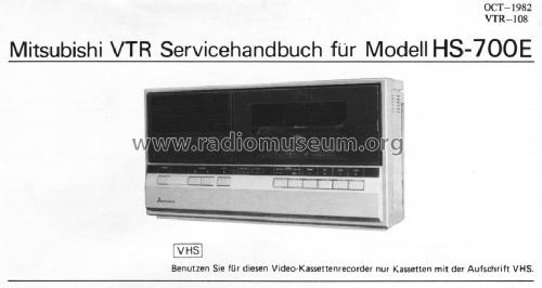 VHS-Videorecorder HS-700E; Mitsubishi Electric (ID = 1593895) Sonido-V