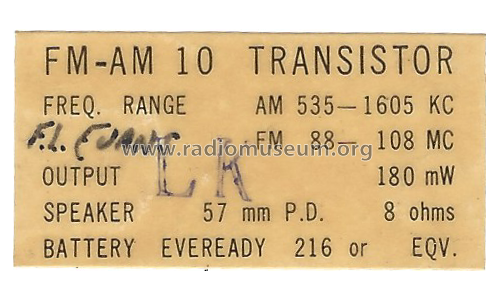 Monacor 10 Transistor AM/FM - afc ; Monarch Electronics (ID = 2266380) Radio