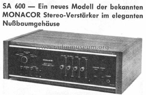 Stereo-Amplifier SA-600; Monacor, Bremen (ID = 112687) Ampl/Mixer