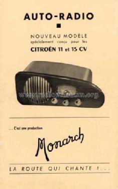 Auto-Radio pour Citroën 11 et 15 CV ; Monarch; Paris (ID = 686868) Car Radio