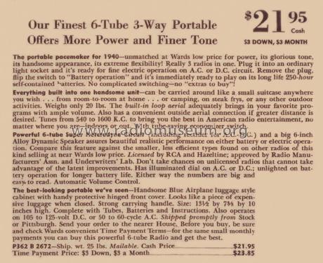 04WG-2672 Order= P362 B 2672 ; Montgomery Ward & Co (ID = 1923426) Radio