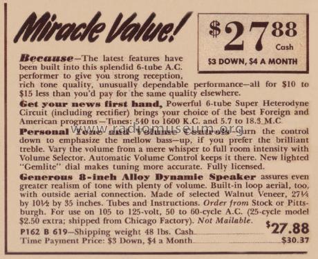 04WG-619 Order= P162 B 619 ; Montgomery Ward & Co (ID = 1919270) Radio