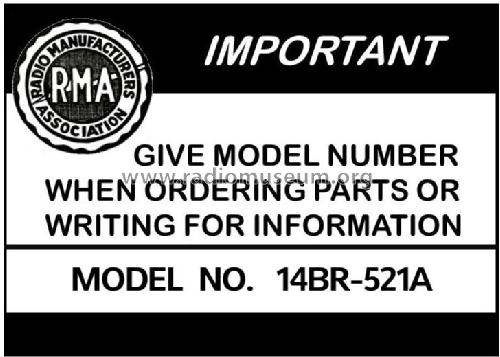 14BR-521A Order= P462 A 521 ; Montgomery Ward & Co (ID = 2856432) Radio