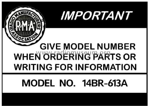 14BR-613A Order= 462 A 613 ; Montgomery Ward & Co (ID = 2856445) Radio