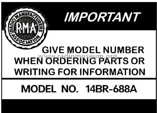 14BR-688A Order= P462 A 688 ; Montgomery Ward & Co (ID = 2856454) Radio