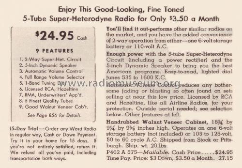 14WG-575 Order= P462 A 575 ; Montgomery Ward & Co (ID = 1961060) Radio