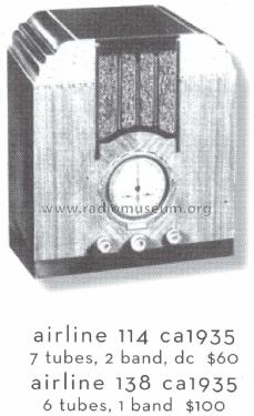 Airline 62-114 Order= 162 B 114; Montgomery Ward & Co (ID = 1550685) Radio