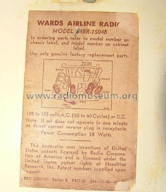 Airline 64BR 1504B Order= 62 C 1504M; Montgomery Ward & Co (ID = 1759567) Radio