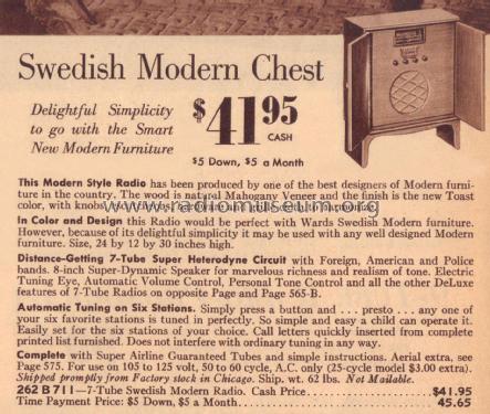 Airline 711 Order= 262 B 711 Swedish Modern Chest; Montgomery Ward & Co (ID = 1885414) Radio