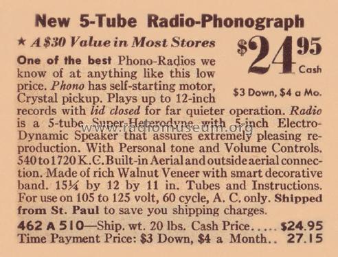 93WG-510 Order= 462 A 510 ; Montgomery Ward & Co (ID = 1904827) Radio