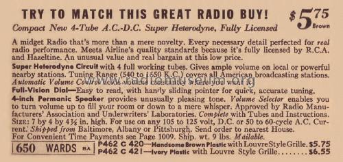 Airline 04BR-420B Order= P462 C 420 ; Montgomery Ward & Co (ID = 1891230) Radio