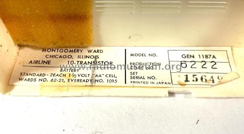 Airline 10 Transistor GEN-1187A ; Montgomery Ward & Co (ID = 2617353) Radio