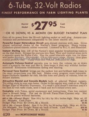 Airline 62-136 Order= 162 B 136; Montgomery Ward & Co (ID = 1824324) Radio