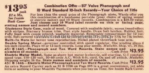 Airline 1445 Order= 451 B 1445 Phonograph; Montgomery Ward & Co (ID = 1919477) TalkingM