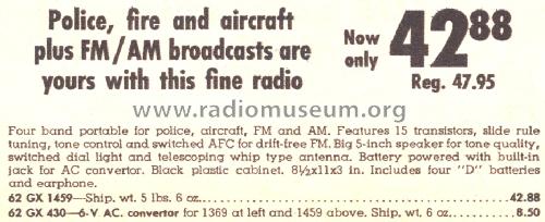 Airline 1459 Order=62 GX 1459; Montgomery Ward & Co (ID = 1686221) Radio