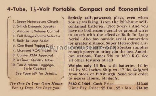 Airline 1464 Order= P462 C 1464 ; Montgomery Ward & Co (ID = 1951955) Radio